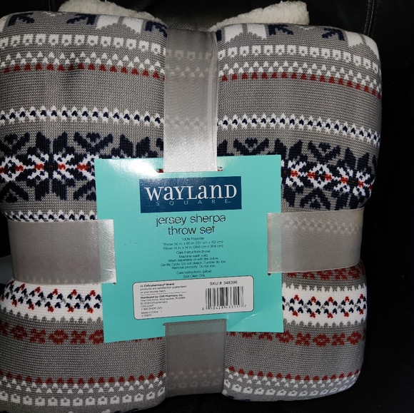 COPY NWOT Wayland Square Jersey sherpa throw set - Picture 2 of 4